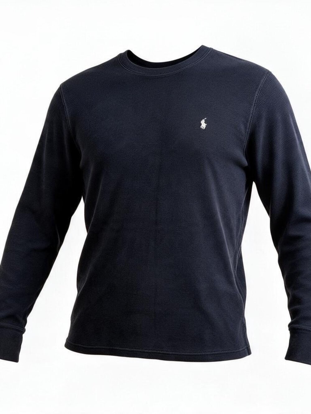 Polo Ralph Lauren Thermal Shirt Mens L Navy Waffle Knit Crewneck